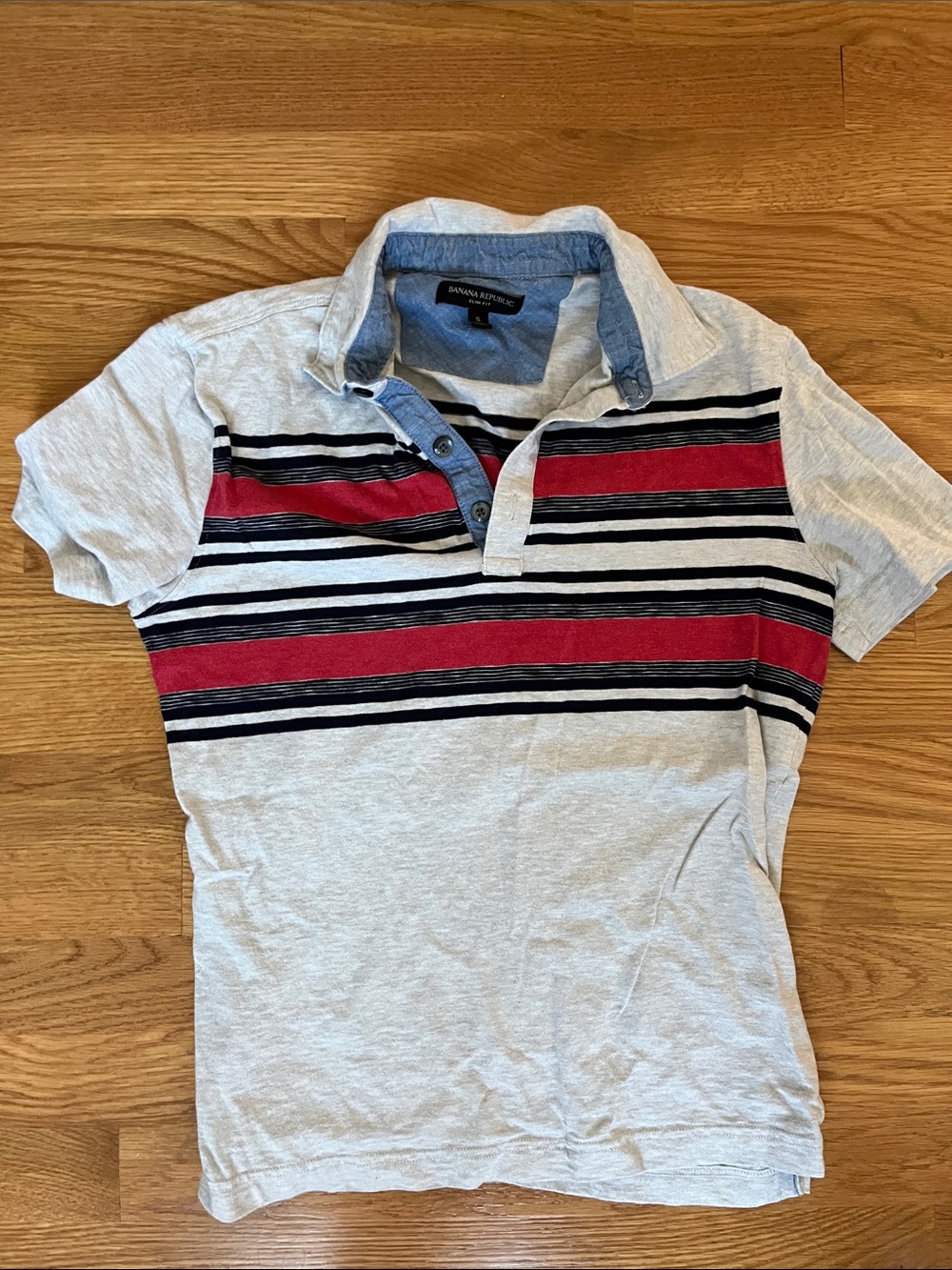 Banana Republic Light Gray Polo with Stripes, Slim Fit